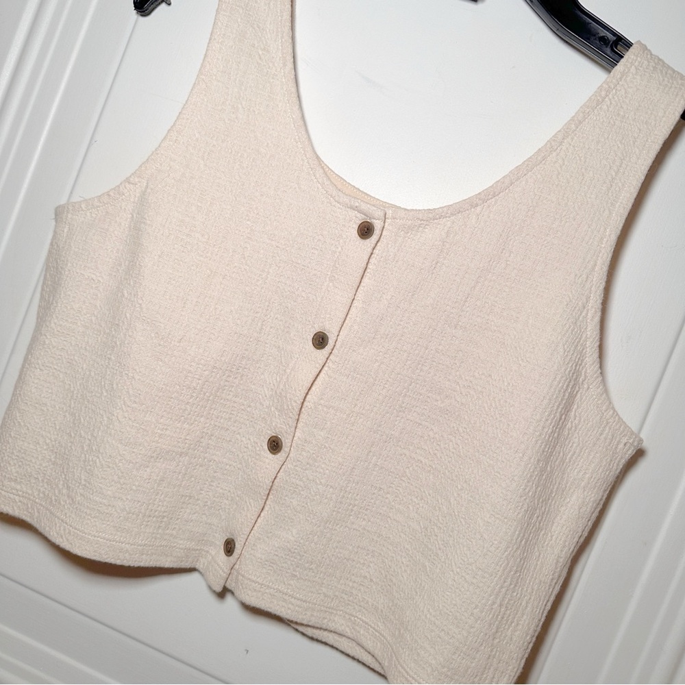 NWT Oak + Fort‎ Cream Button-Down Women's Tank XS - Picture 3 of 13